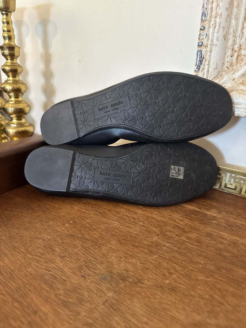Kate Spade Claudette Leather Ballet Flats in Black/White Trim - Picture 5 of 5